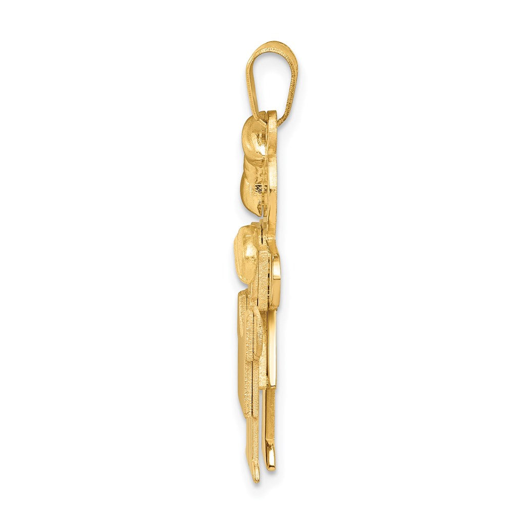 14K Gelbgold Charm „Große Schwester und kleiner Bruder" mit Gravurmöglichkeit
