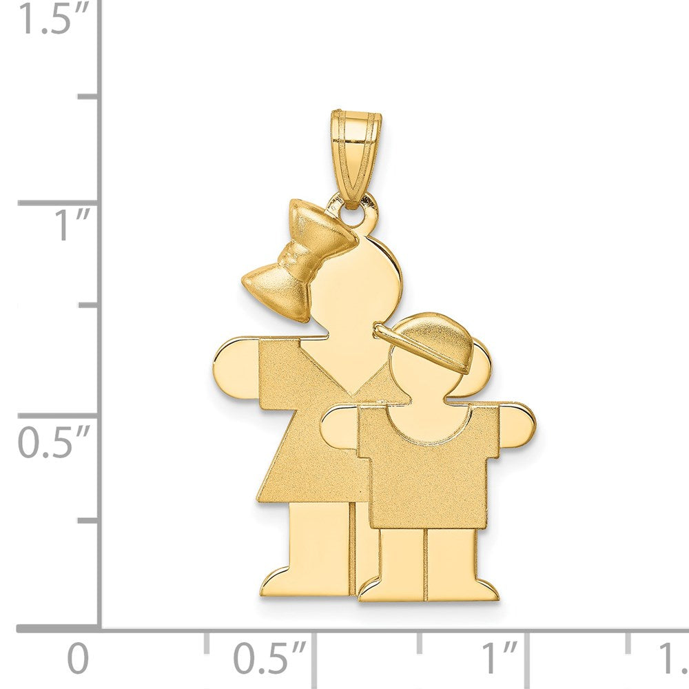 14K Gelbgold Charm „Große Schwester und kleiner Bruder" mit Gravurmöglichkeit