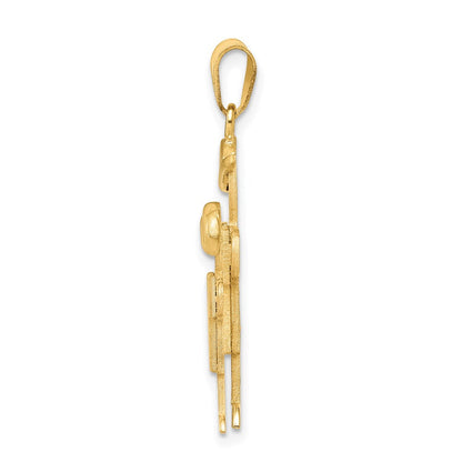 14K Gelbgold Charm „Großer Junge und Kleiner Junge“, gravierbar