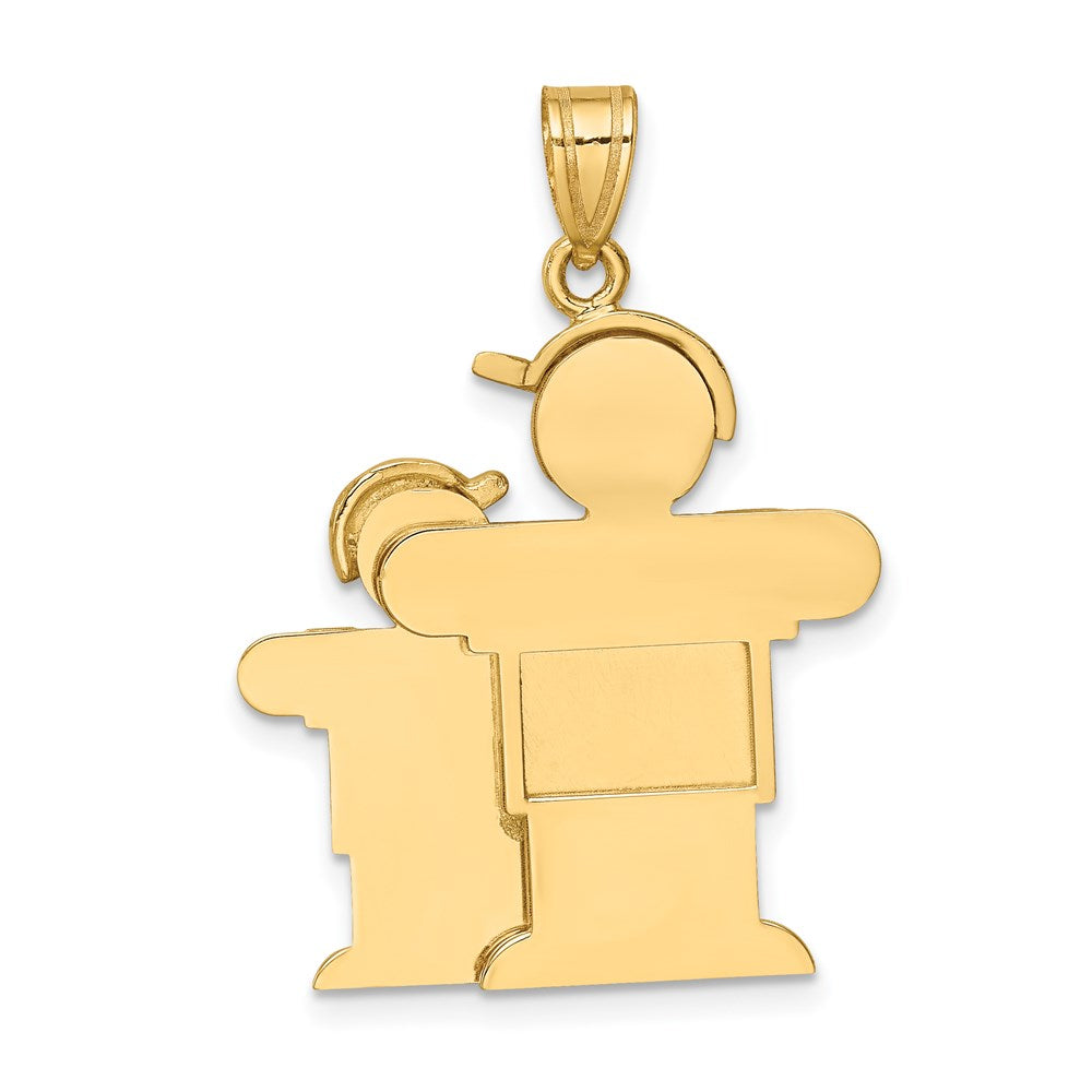 14K Gelbgold Charm „Großer Junge und Kleiner Junge“, gravierbar