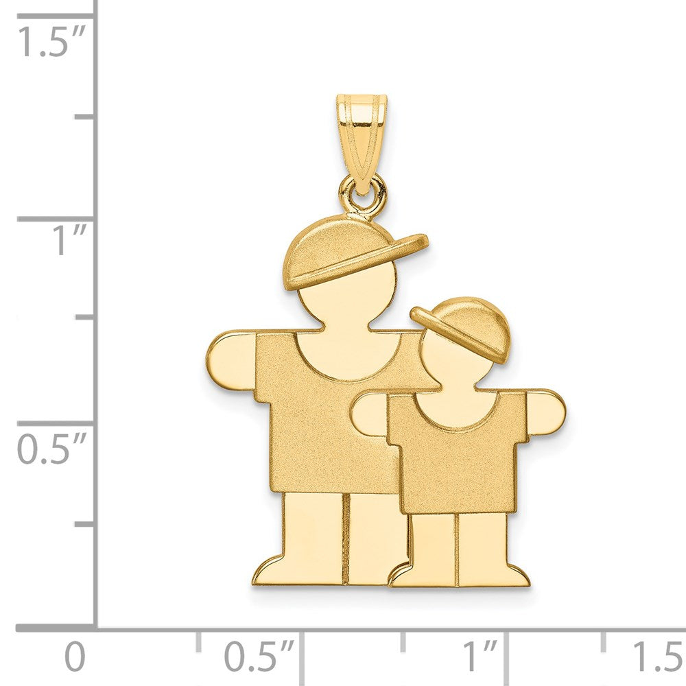 14K Gelbgold Charm „Großer Junge und Kleiner Junge“, gravierbar
