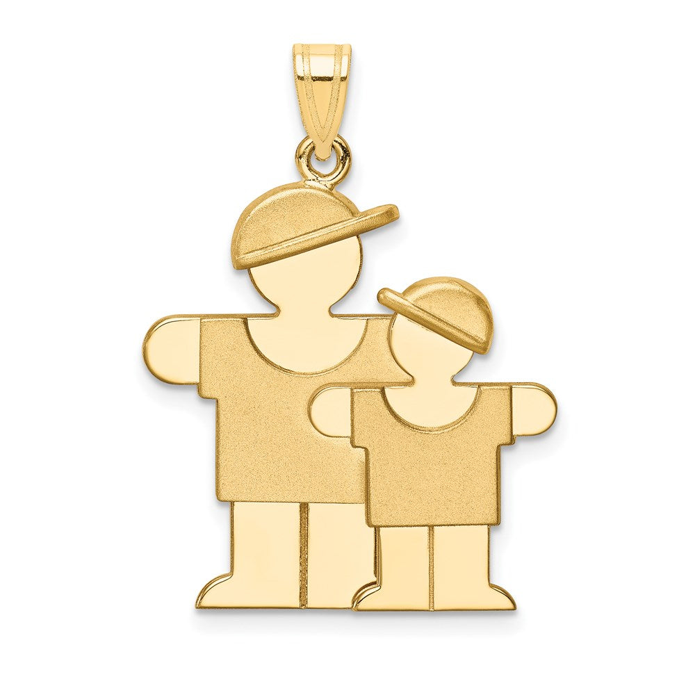 14K Gelbgold Charm „Großer Junge und Kleiner Junge“, gravierbar