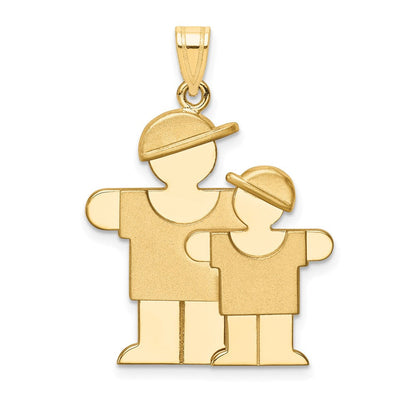 14K Gelbgold Charm „Großer Junge und Kleiner Junge“, gravierbar