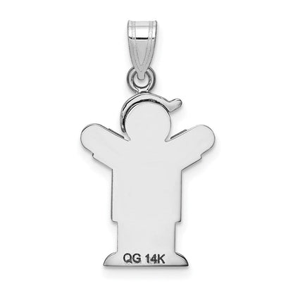 14K Weißgold Charm „Kleiner Junge mit Hut“, nach rechts blickend, gravierbar