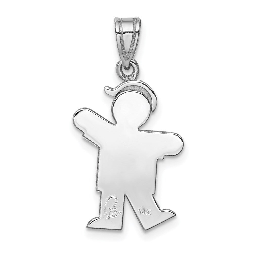 14K Weißgold kleiner Junge mit Hut links gravierbarer Charm