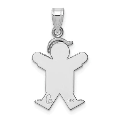 14K Weißgold kleiner Junge mit Hut nach rechts, gravierbarer Charm
