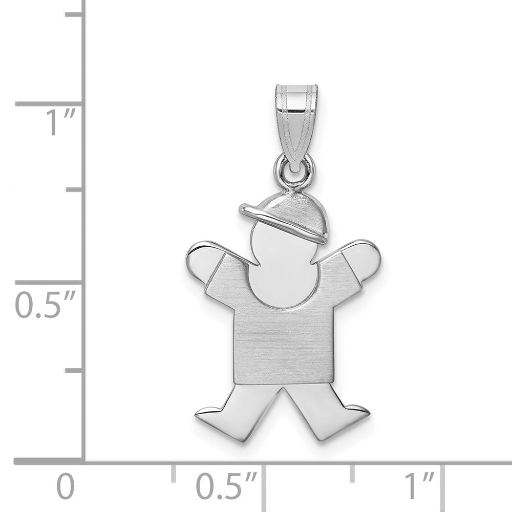 14K Weißgold kleiner Junge mit Hut nach rechts, gravierbarer Charm