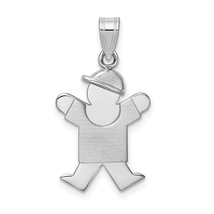 14K Weißgold kleiner Junge mit Hut nach rechts, gravierbarer Charm