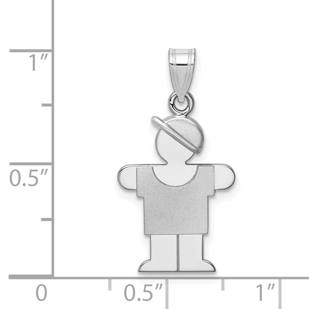 14K Weißgold Charm „Kleiner Junge mit Hut nach rechts", gravierbar