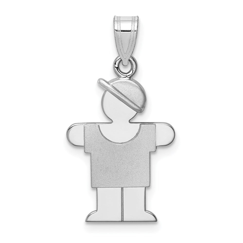 14K Weißgold Charm „Kleiner Junge mit Hut nach rechts", gravierbar