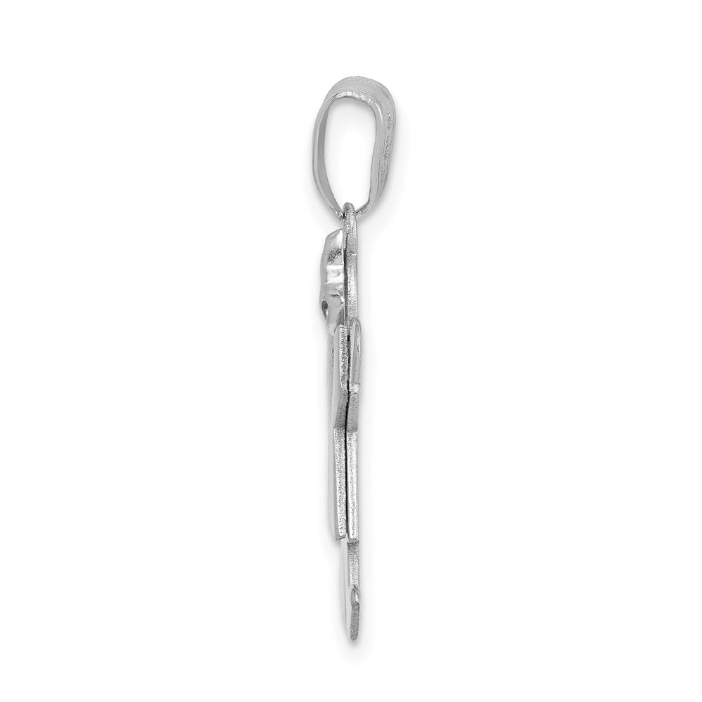 14K Weißgold kleines Mädchen mit Schleife links gravierbarer Charm