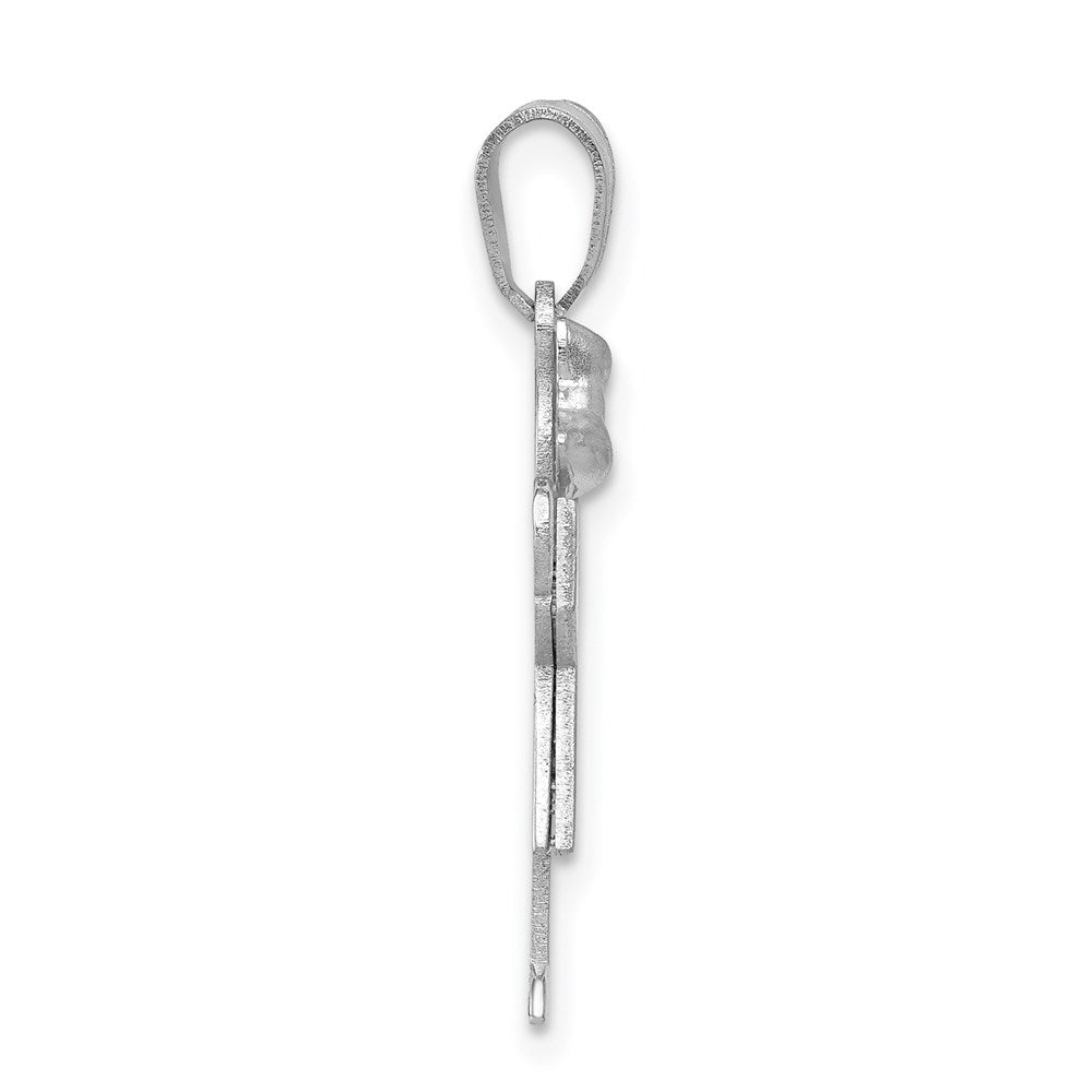 14K Weißgold kleiner Mädchen-Charm mit Schleife links, gravierbar