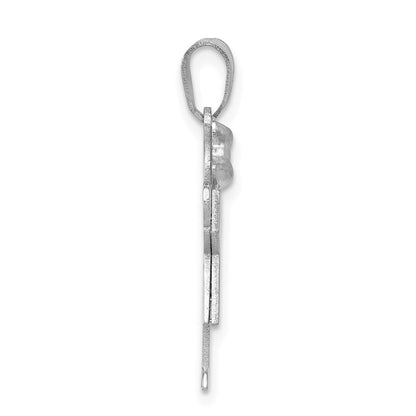 14K Weißgold kleiner Mädchen-Charm mit Schleife links, gravierbar
