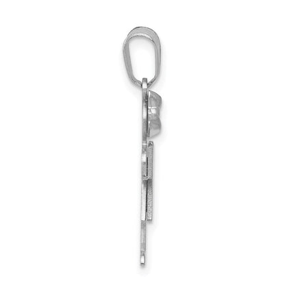 14K Weißgold kleiner Mädchen-Charm mit Schleife links, gravierbar
