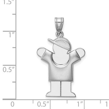 14K Weißgold gepuffter Charm "Junge mit Hut nach rechts" mit Gravurmöglichkeit