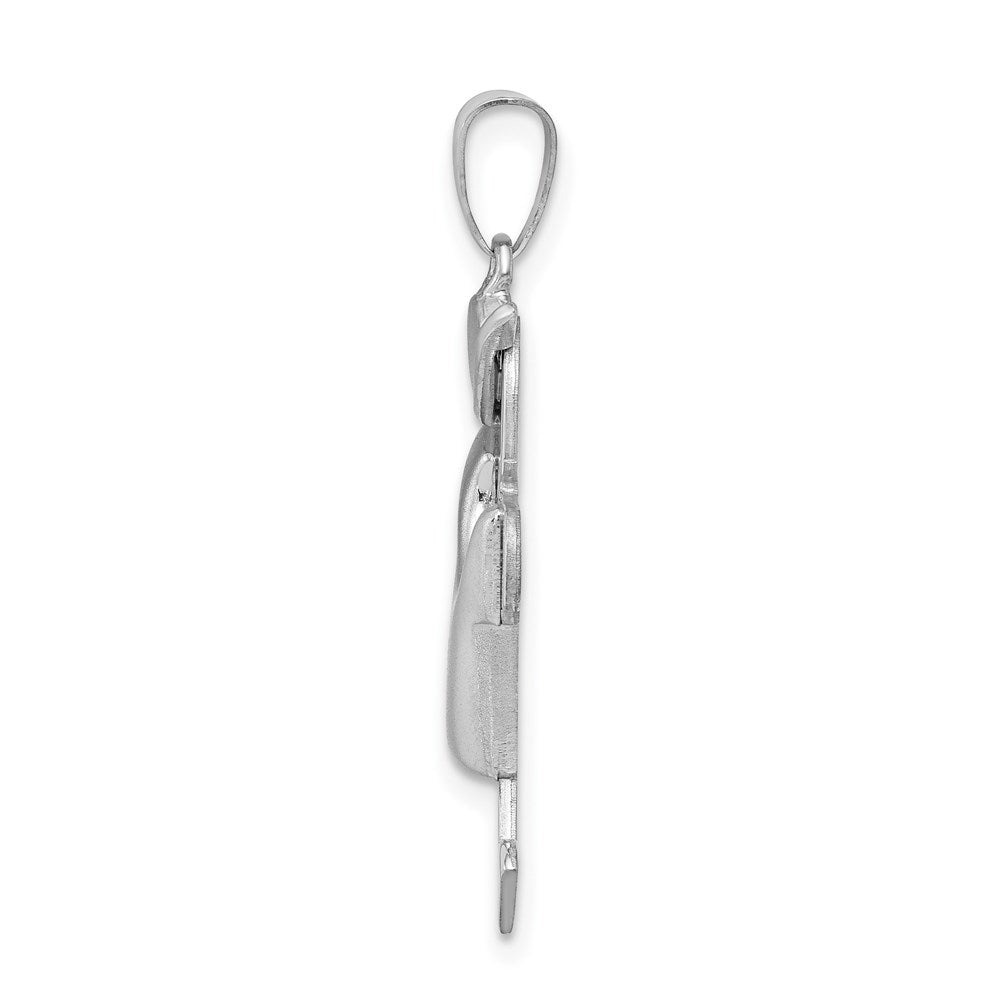 14K Weißgold Charm „Gepuffter Junge mit Hut nach links“, gravierbar