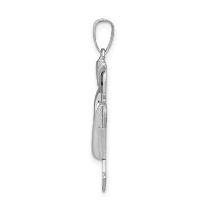 14K Weißgold Charm „Gepuffter Junge mit Hut nach links“, gravierbar