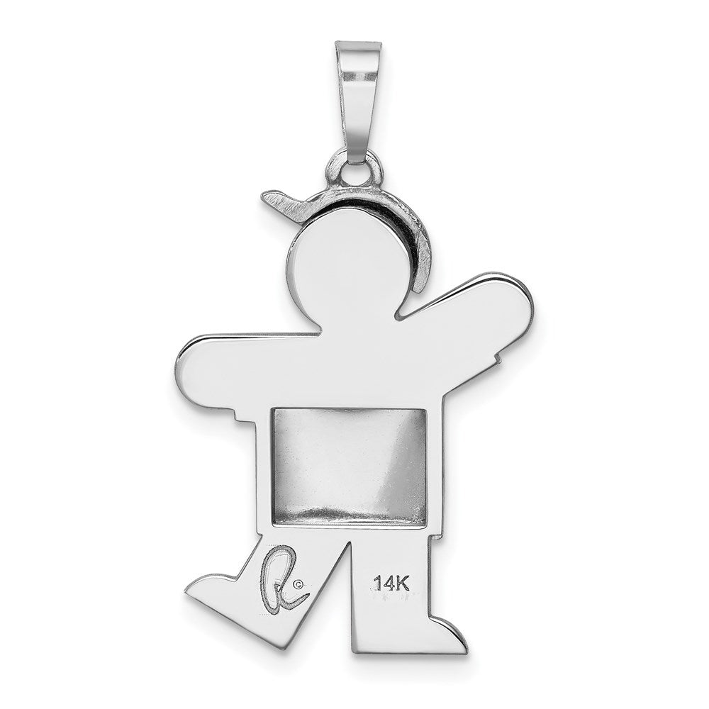 14K Weißgold Charm „Gepuffter Junge mit Hut nach links“, gravierbar