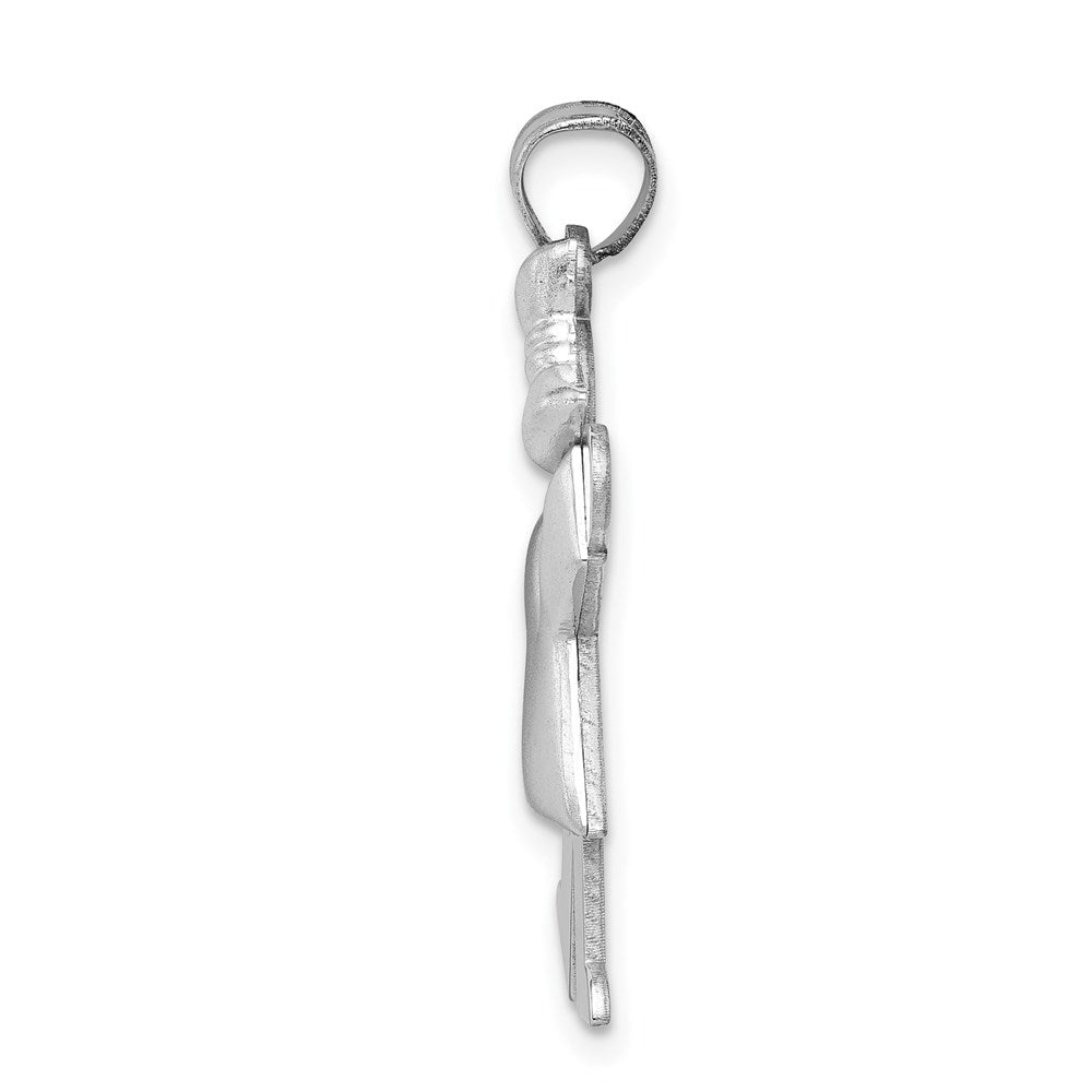 14K Weißgold gewölbter Charm „Mädchen mit Schleife rechts“, gravierbar