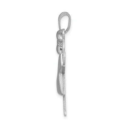 14K Weißgold Gepolstertes Mädchen mit Schleife links gravierbarer Charm