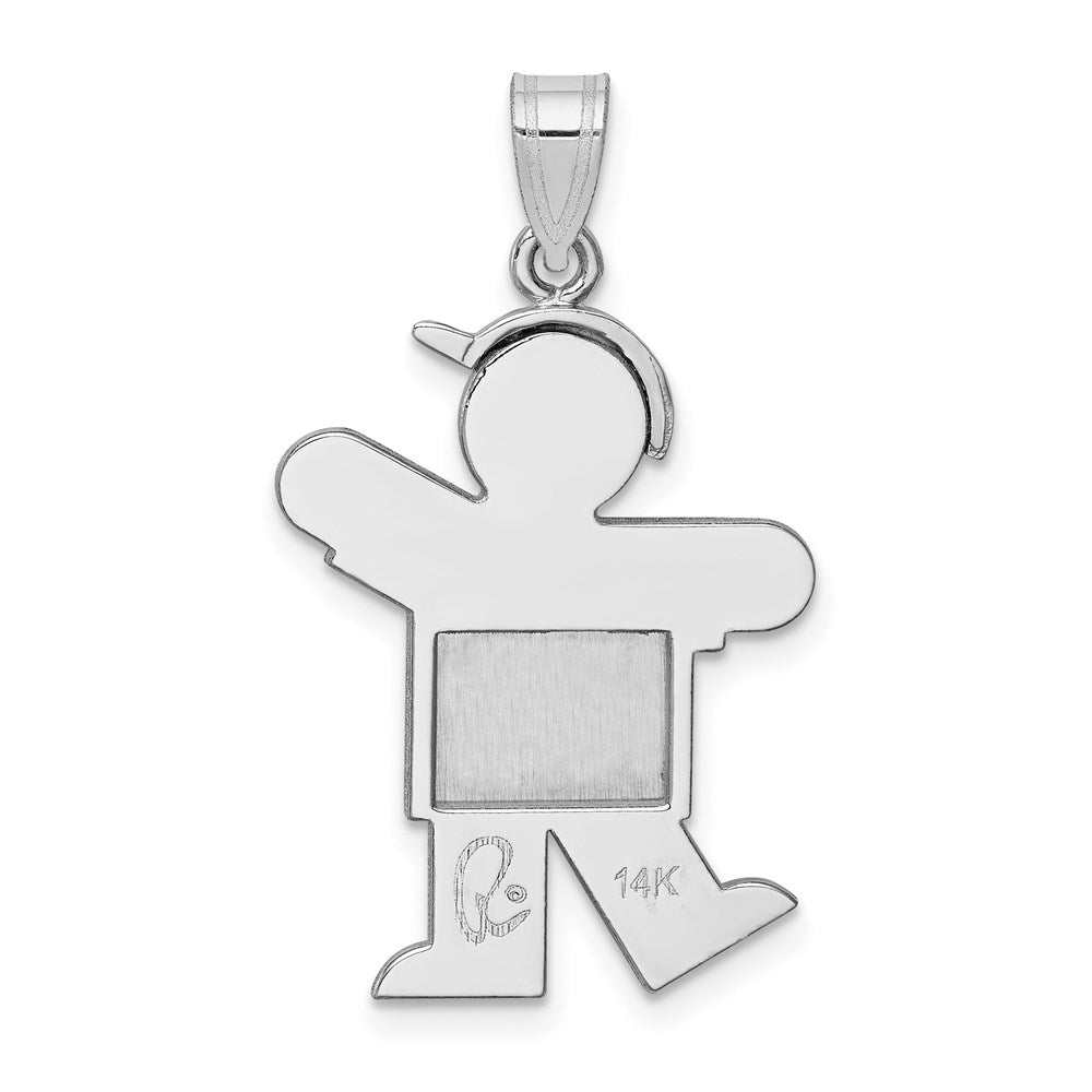 14K Weißgold mittelgroßer Charm „Junge mit Hut nach links“, gravierbar