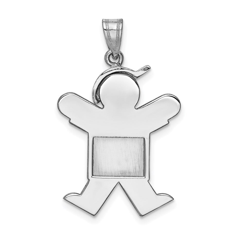 14K Weißgold Gravierbarer Charm "Mittelgroßer Junge mit Hut nach rechts