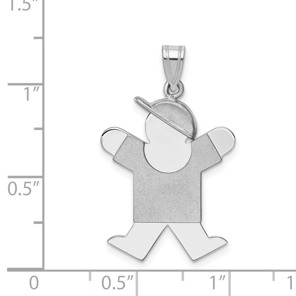 14K Weißgold Gravierbarer Charm "Mittelgroßer Junge mit Hut nach rechts