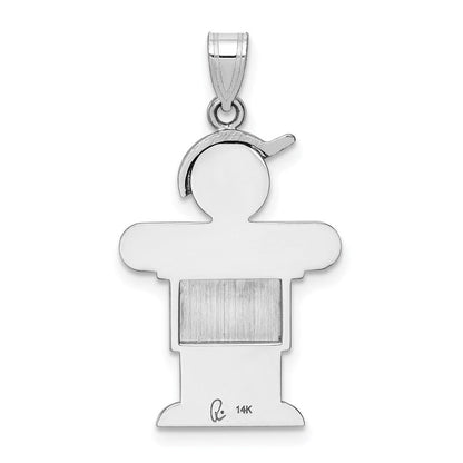 14K Weißgold Charm „Junge mit Hut", mittelgroß, rechts positioniert, gravierbar
