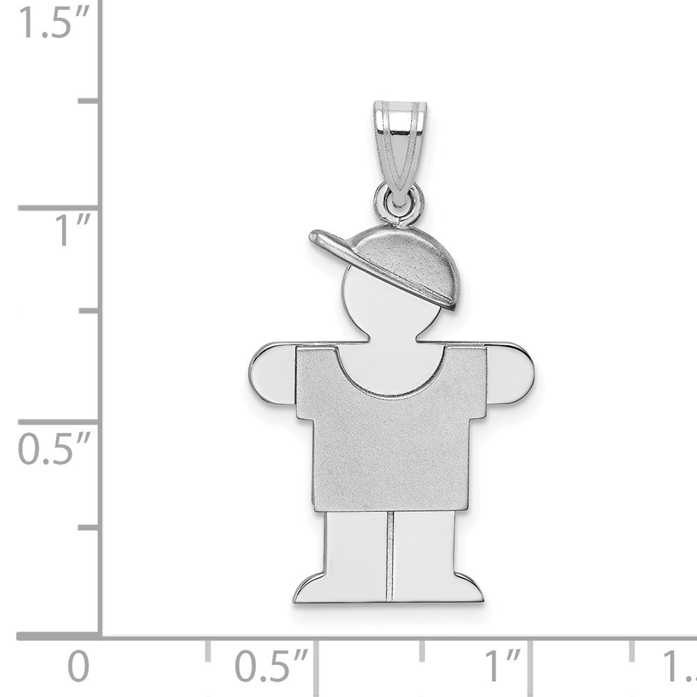 14K Weißgold Charm „Junge mit Hut", mittelgroß, rechts positioniert, gravierbar