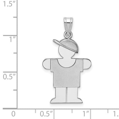 14K Weißgold Charm „Junge mit Hut", mittelgroß, rechts positioniert, gravierbar