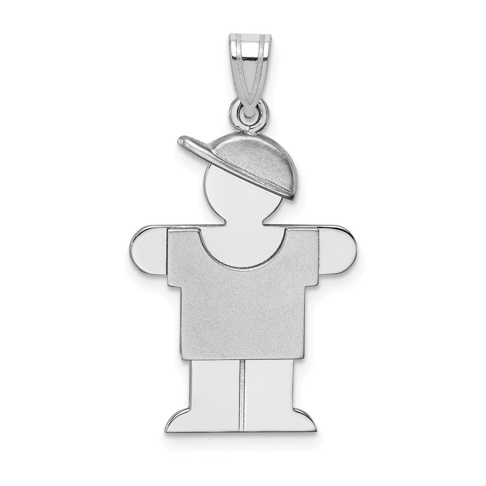 14K Weißgold Charm „Junge mit Hut", mittelgroß, rechts positioniert, gravierbar