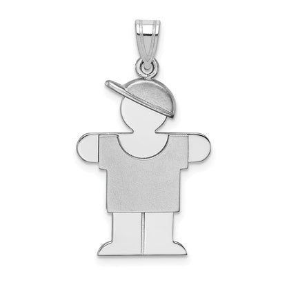 14K Weißgold Charm „Junge mit Hut", mittelgroß, rechts positioniert, gravierbar