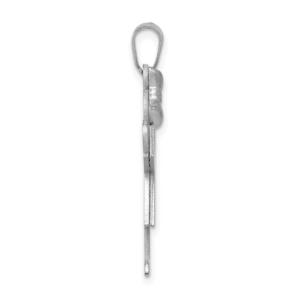 14K Weißgold Charm "Mädchen mit Schleife links", mittelgroß, gravierbar