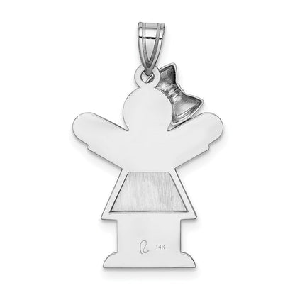 14K Weißgold Charm "Mädchen mit Schleife links", mittelgroß, gravierbar