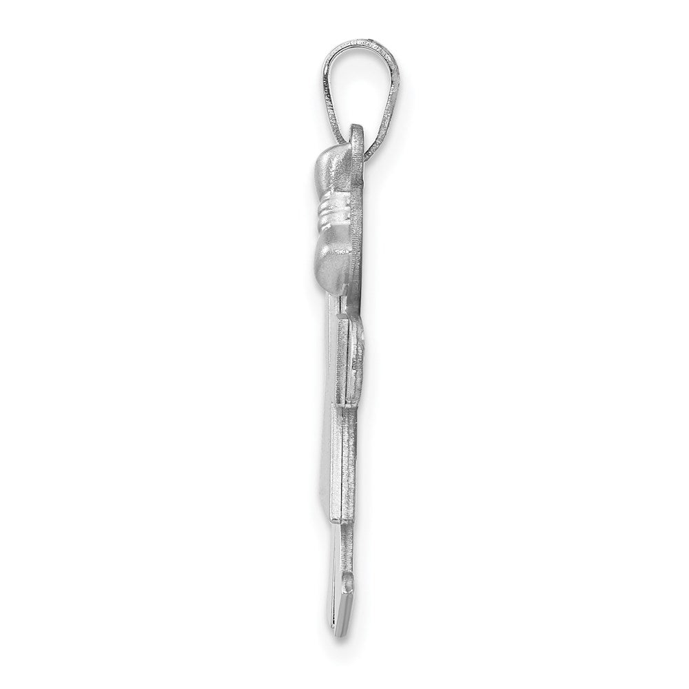 14K Weißgold Charm "Mädchen mit Schleife rechts", mittelgroß, gravierbar