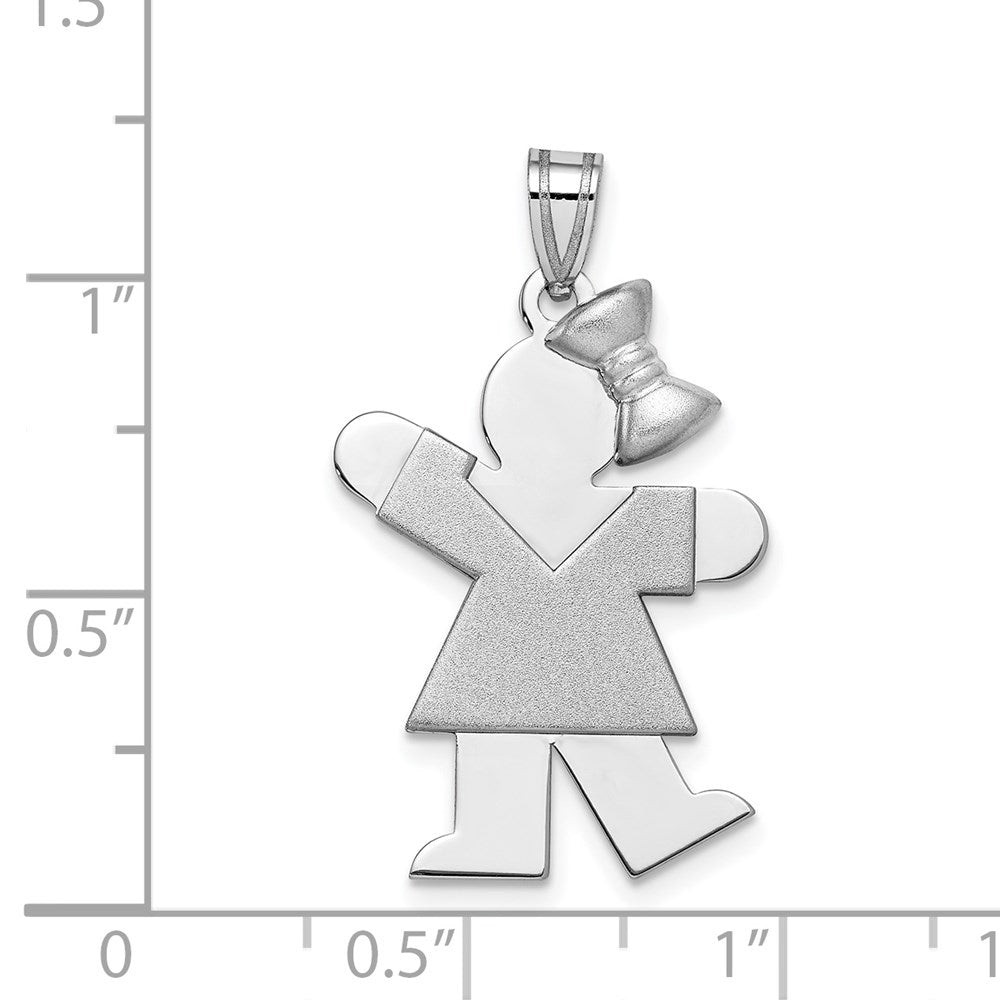14K Weißgold Charm "Mädchen mit Schleife rechts", mittelgroß, gravierbar