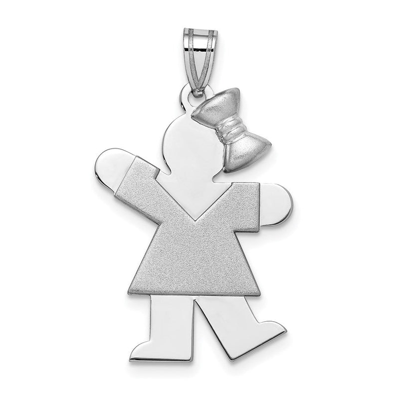 14K Weißgold Charm "Mädchen mit Schleife rechts", mittelgroß, gravierbar