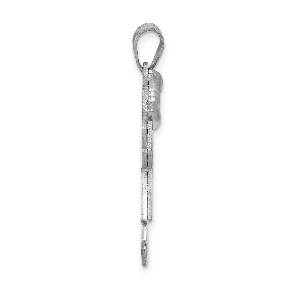 14 K Weißgold Mädchen mittelgroß mit Schleife links, gravierbarer Charm