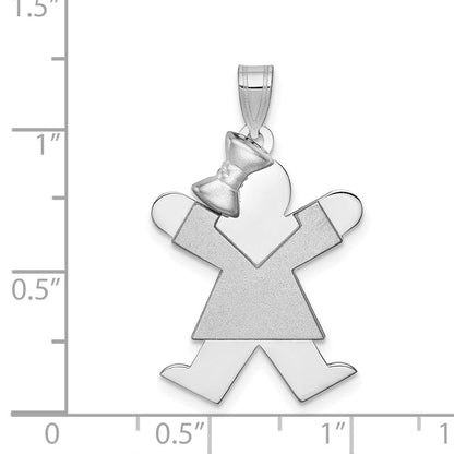 14 K Weißgold Mädchen mittelgroß mit Schleife links, gravierbarer Charm