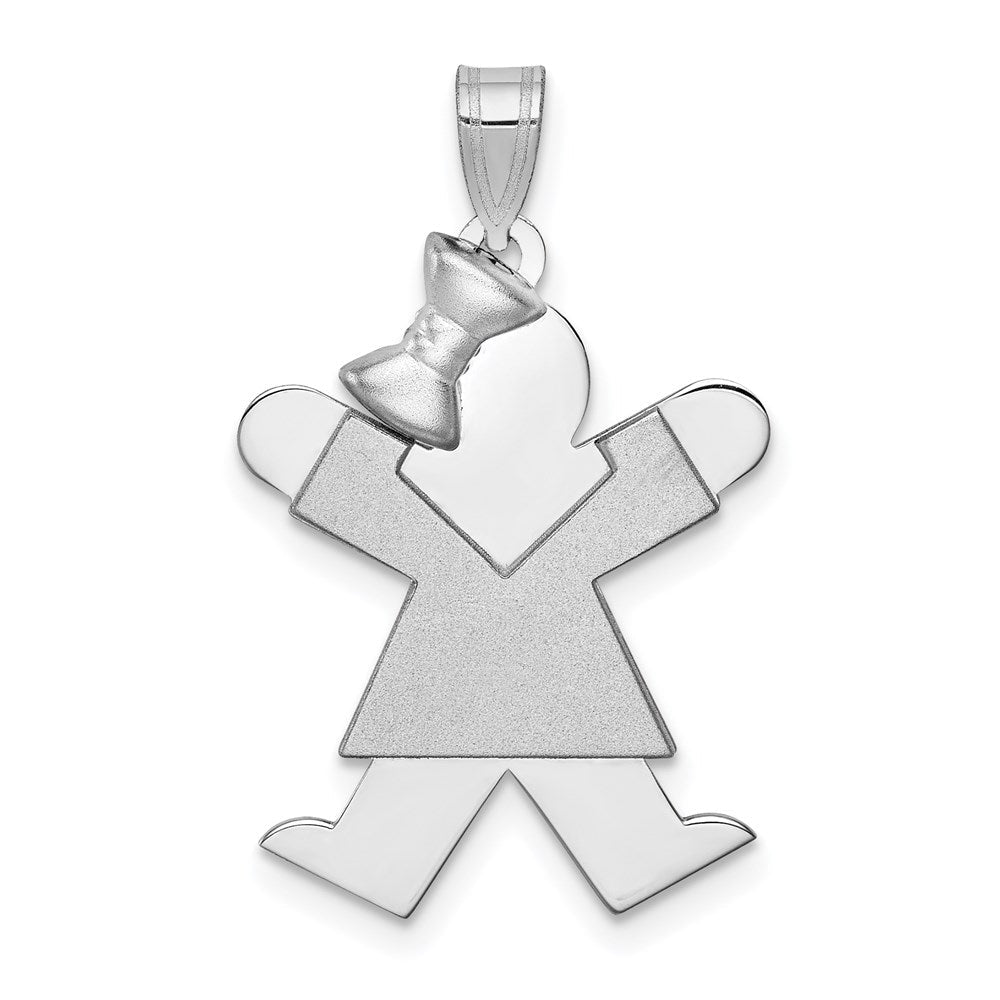 14 K Weißgold Mädchen mittelgroß mit Schleife links, gravierbarer Charm