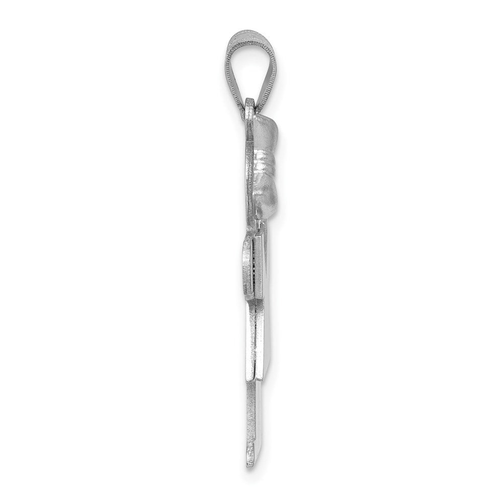 14K Weißgold Charm "Mädchen mit Schleife links", mittelgroß, gravierbar