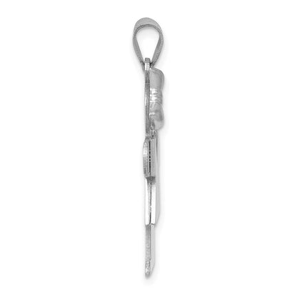 14K Weißgold Charm "Mädchen mit Schleife links", mittelgroß, gravierbar