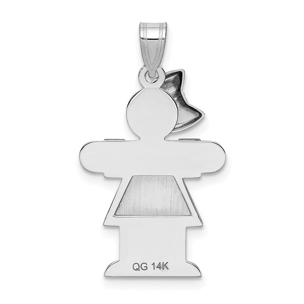 14K Weißgold Charm "Mädchen mit Schleife links", mittelgroß, gravierbar
