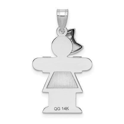 14K Weißgold Charm "Mädchen mit Schleife links", mittelgroß, gravierbar