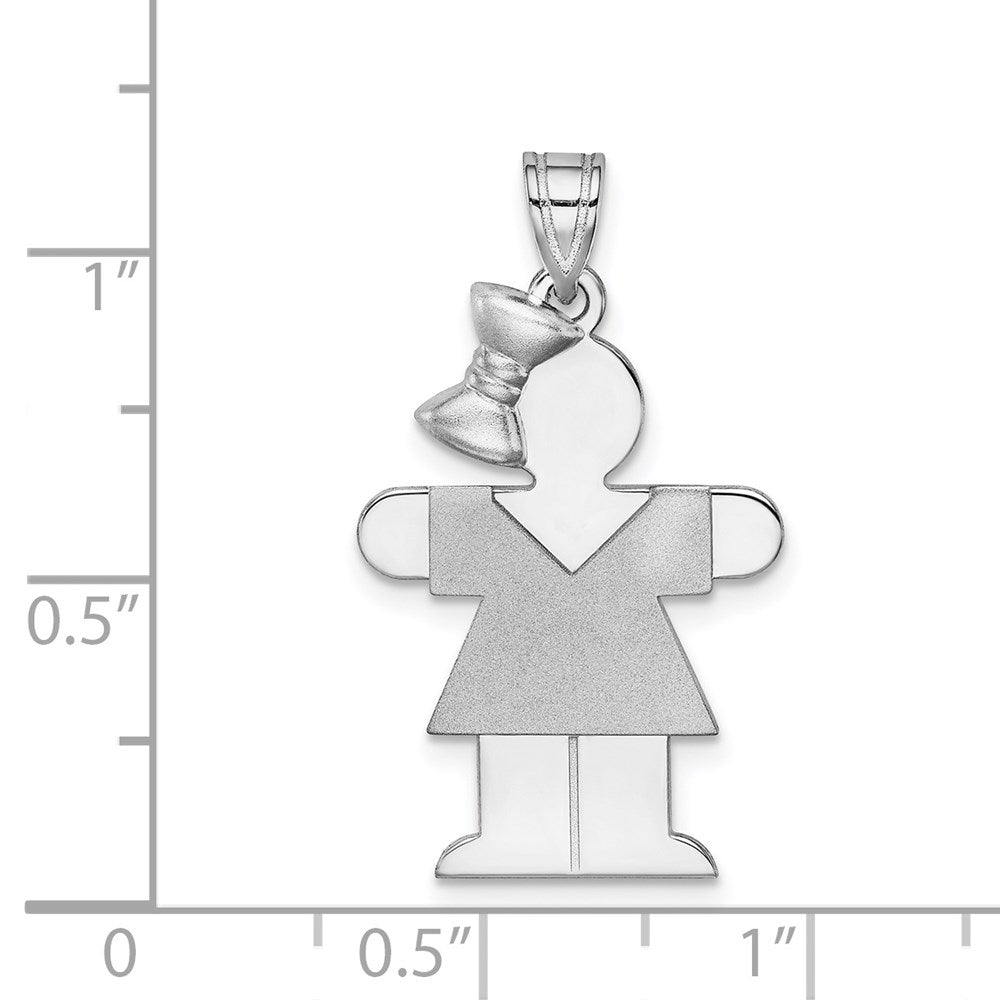 14K Weißgold Charm "Mädchen mit Schleife links", mittelgroß, gravierbar