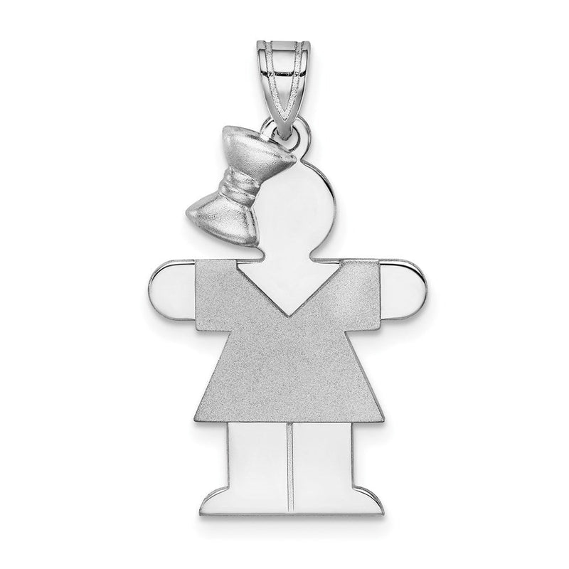 14K Weißgold Charm "Mädchen mit Schleife links", mittelgroß, gravierbar