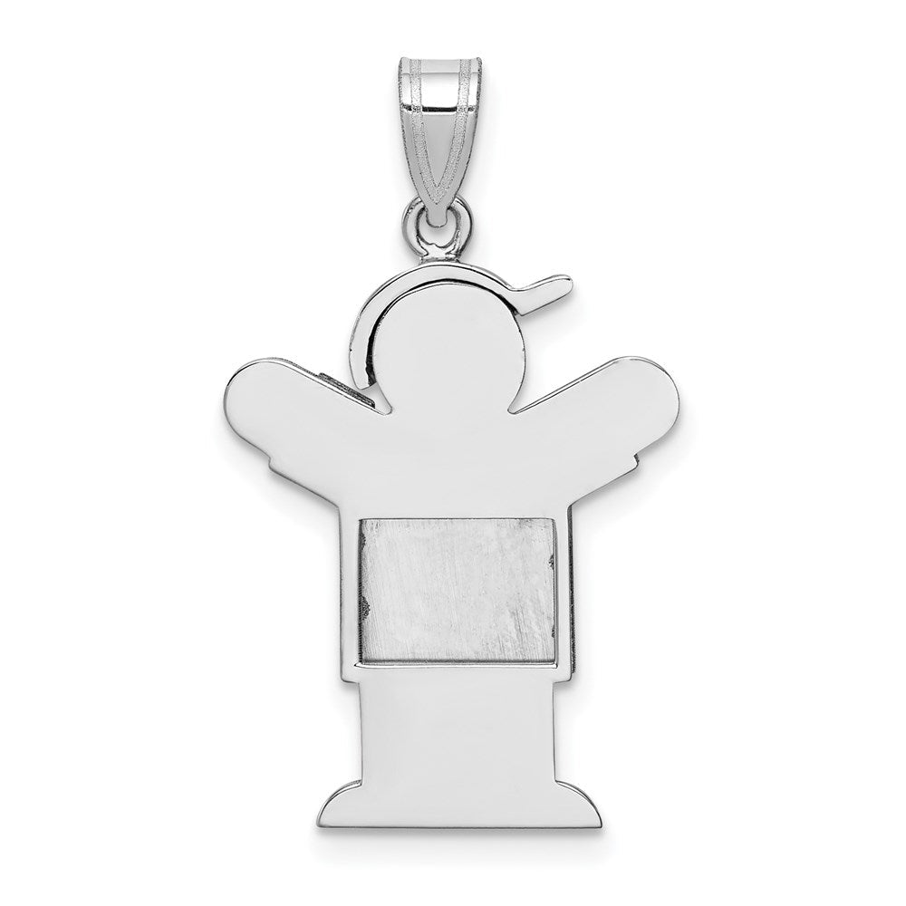 14K Weißgold Charm „Junge mit Hut“ (rechts), mittelgroß, gravierbar