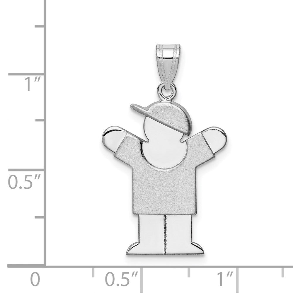 14K Weißgold Charm „Junge mit Hut“ (rechts), mittelgroß, gravierbar