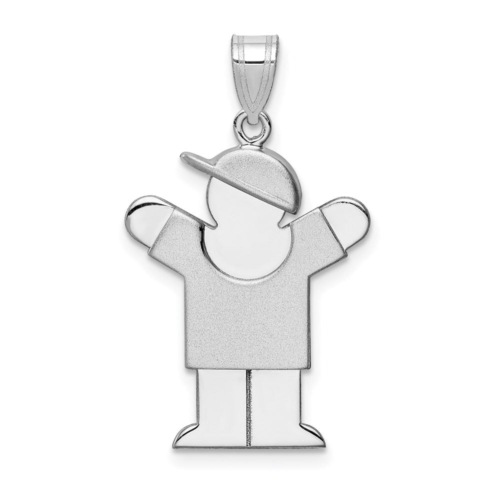 14K Weißgold Charm „Junge mit Hut“ (rechts), mittelgroß, gravierbar