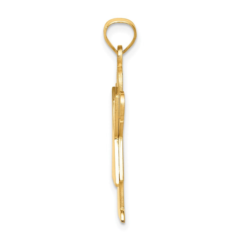14K Gelbgold Massiv-Charm „Mädchen mit gerüschtem Rock", satiniert, gravierbar
